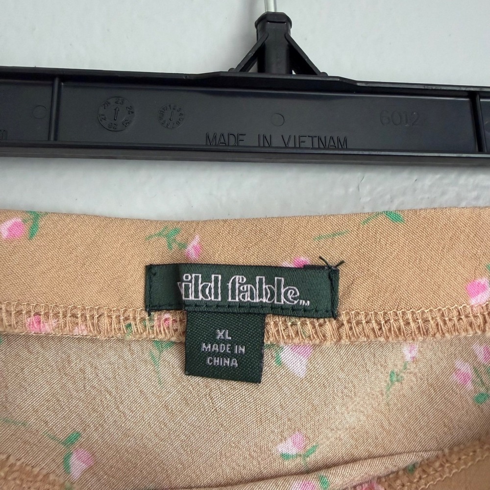 Wild Fable Tan Pink Floral Rayon Maxi Skirt XL Boho Bias Cut Long Boho Summer - Picture 2 of 5